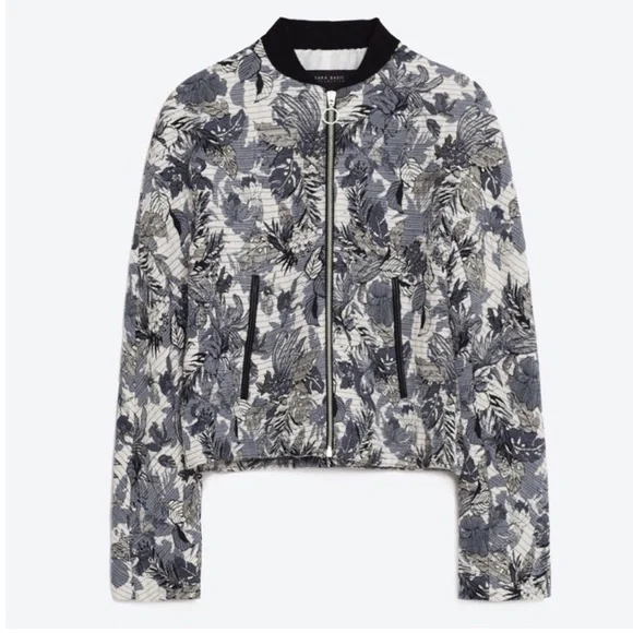 ZARA PRINTED JACQUARD BOMBER JACKET NEW WITH TAGS MEDIUM - Picture 4 of 4